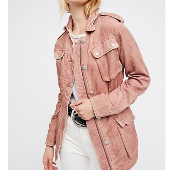 Double Cloth Military Jacket In Rose 